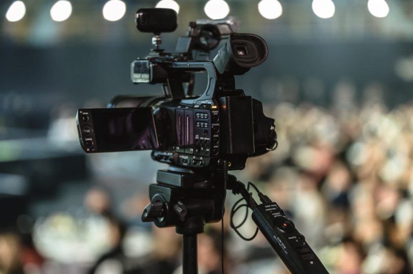 Camera recording the audience of a live event